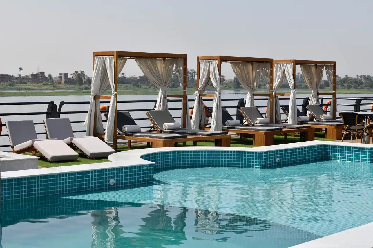 Sun deck of the M.S. Mayflower Nile Cruise Nile cruise